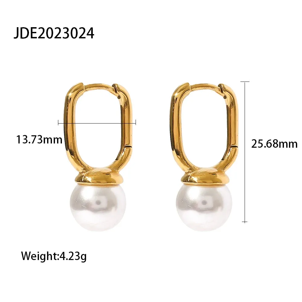 VAIGE Unique Gold-Plated 316 Stainless Steel Pearl Dangle Earrings - Waterproof Freshwater Pearl Jewelry Gift