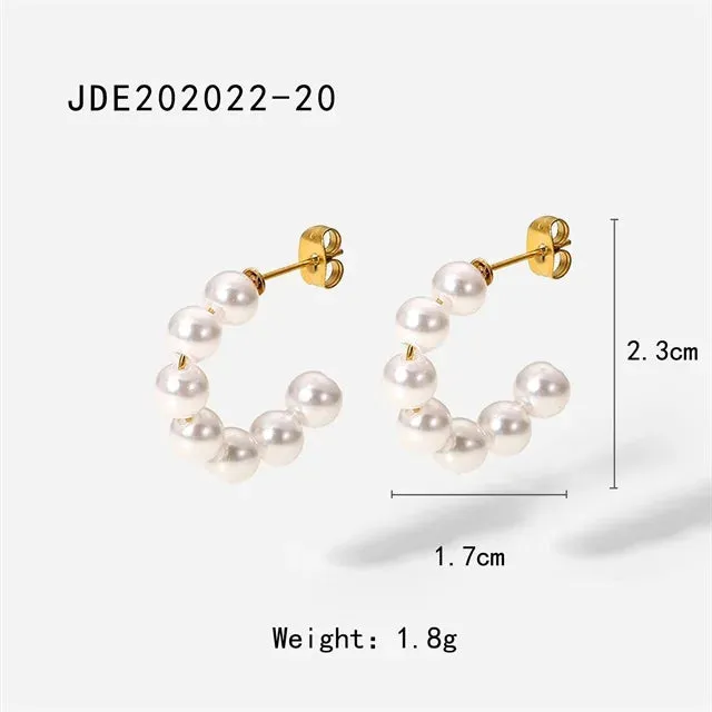 VAIGE Unique Gold-Plated 316 Stainless Steel Pearl Dangle Earrings - Waterproof Freshwater Pearl Jewelry Gift