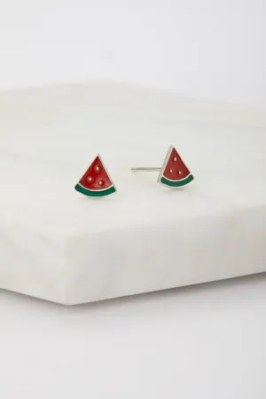 Watermelon Stud Earring - Red - 925 Sterling Silver