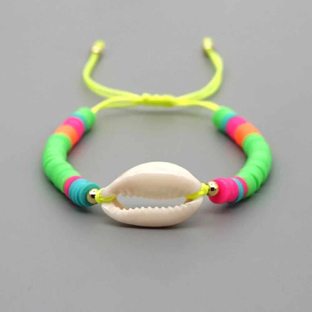 Women Handmade Colourful Seashell Heishi Disc Shell Adjustable Bracelet