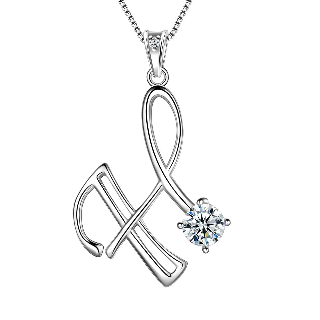 Women Initial H Letter Pendant Necklace Girl Name Jewelry Gift 925 Sterling Silver